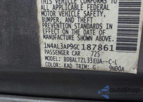 2016 Nissan Altima 2.5 Sl from USA, damaged, VIN 1N4AL3AP9GC187861